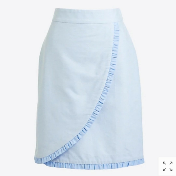 J. Crew Factory Dresses & Skirts - J. Crew Pale Blue Oxford Ruffle Pencil Skirt